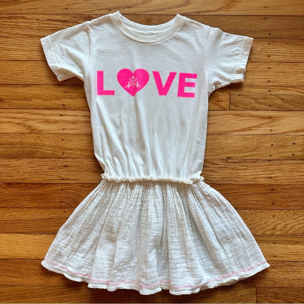 ATELIER ATSUYO ET AKIKO Natural "LOVE" Cotton Dress Size 2